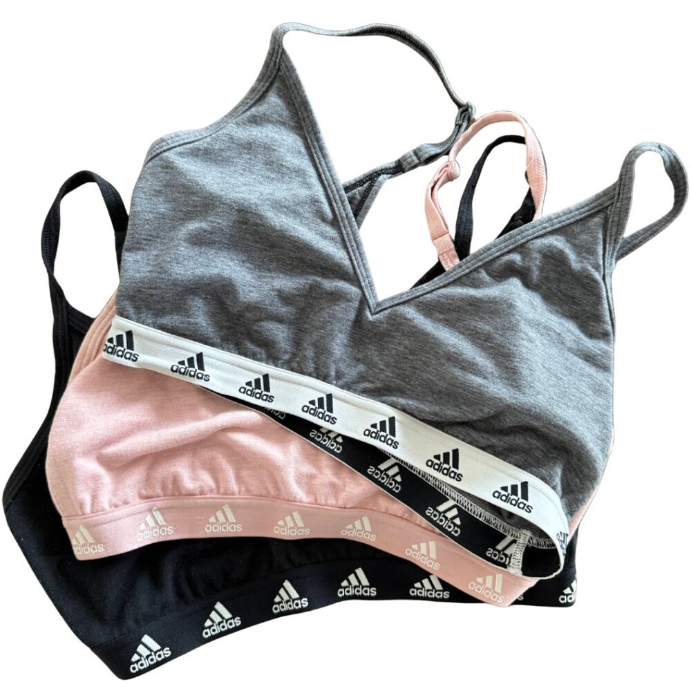 🏃‍♀️ Adidas Bralette Bundle (Black/Gray/Pink)